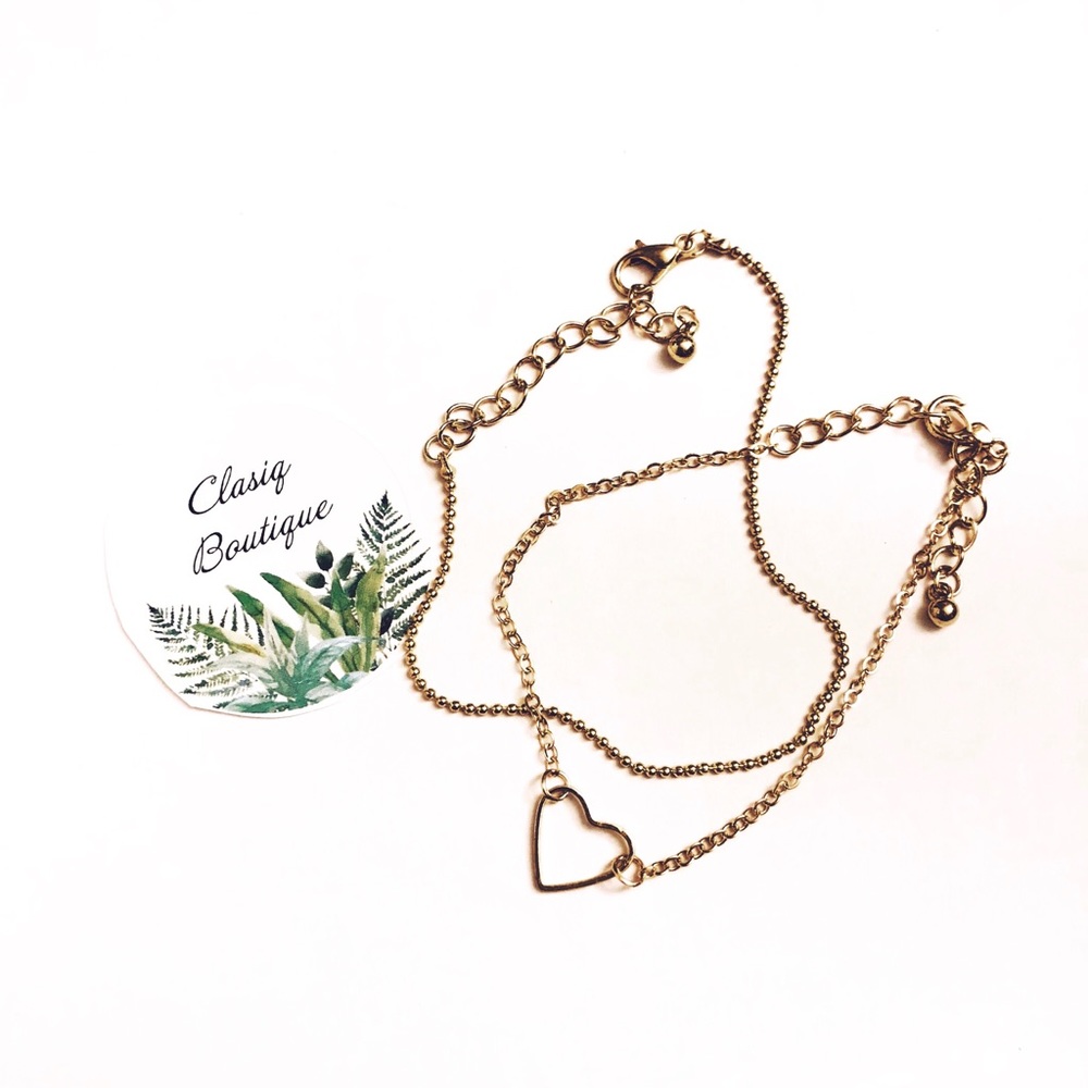 Gold Heart & Chain Anklet / Bracelet